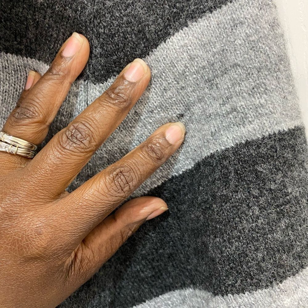 Fenn Wright Manson short sleeve grey striped turtleneck sweater with pockets - Picture 8 of 11